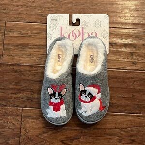 Kooba Boston Terrier Frenchie Holiday Slippers Size S (5-6)